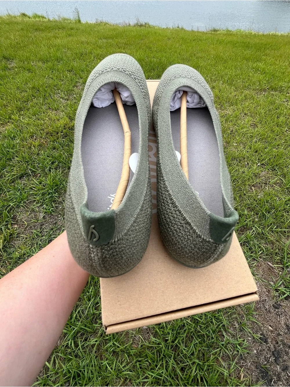 New In Box Allbirds Womens Tree Breezers Flats in Rugged Green Size 9
